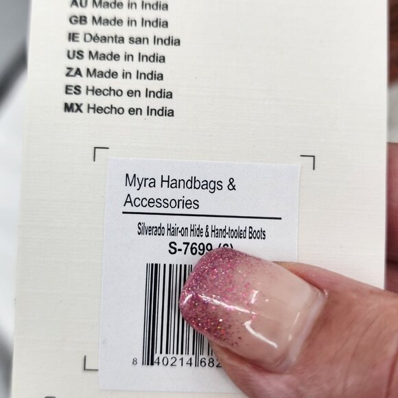 MYRA BAG Silverado Hair On Tooled Leather Shortie Cowboy Boots Size 6-11 NWT - Picture 12 of 13